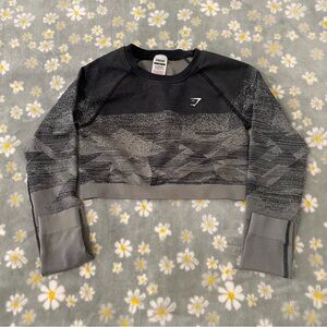 Gymshark Black and Gray Cropped Sweatshirt